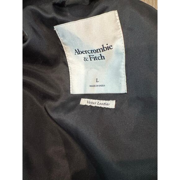 Abercrombie and Fitch Black Vegan Leather Utility Bomber Jacket - Size Large - Picture 5 of 6